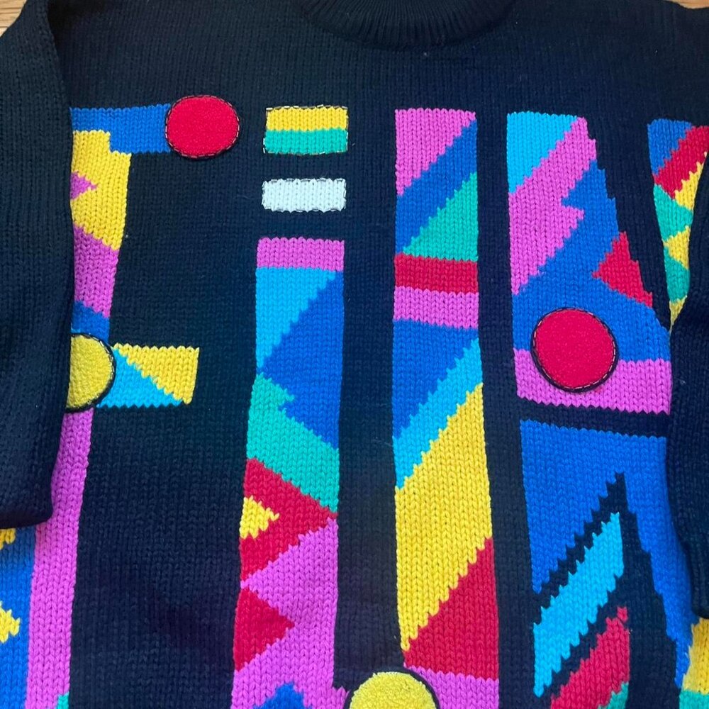 Currants by Jeri Jo | Vintage 1980s abstract women's knit sweater. - Picture 2 of 4